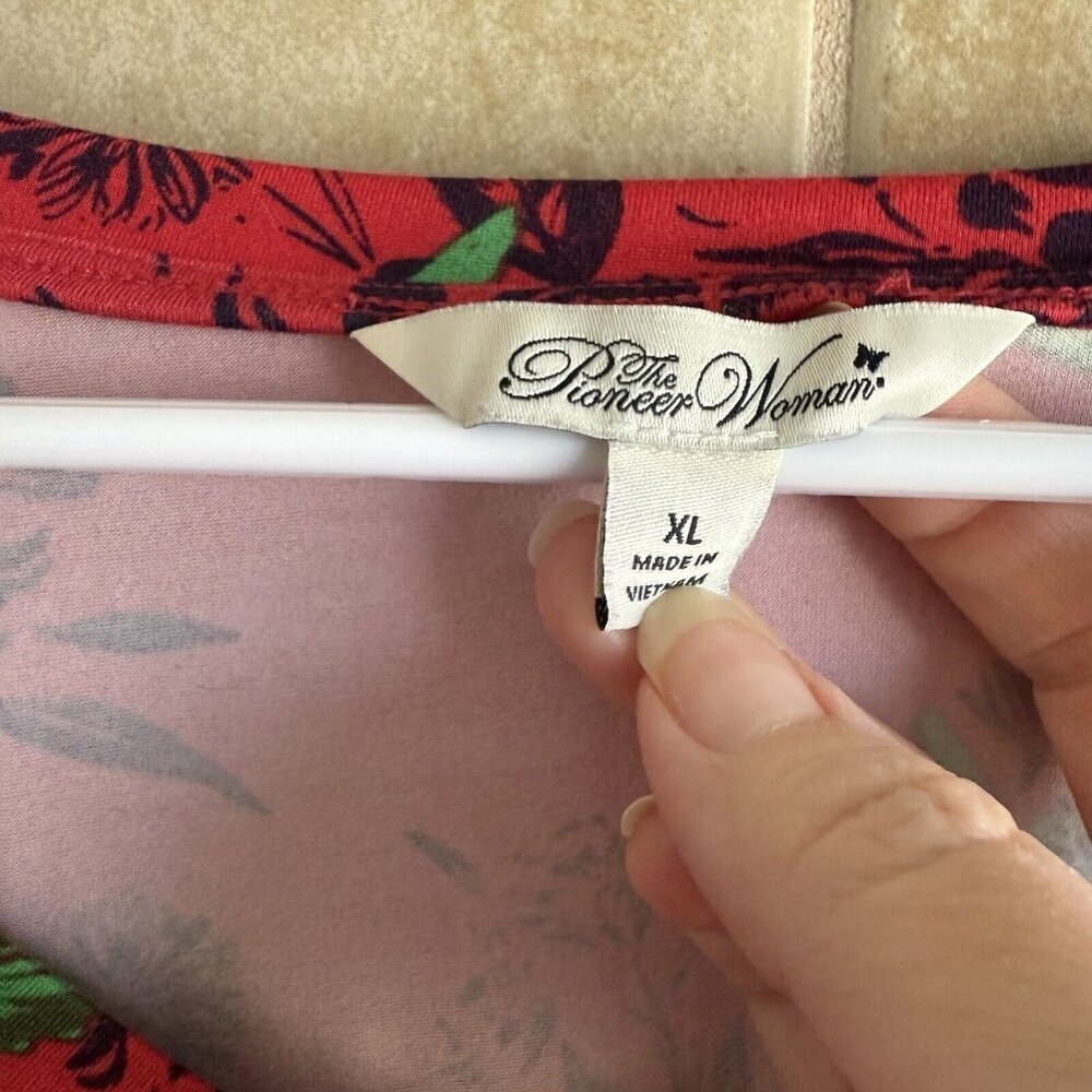 The Pioneer Woman Blouse Top Size XL Floral V-Neck Pullover 3/4 Sleeve Casual - Picture 5 of 8